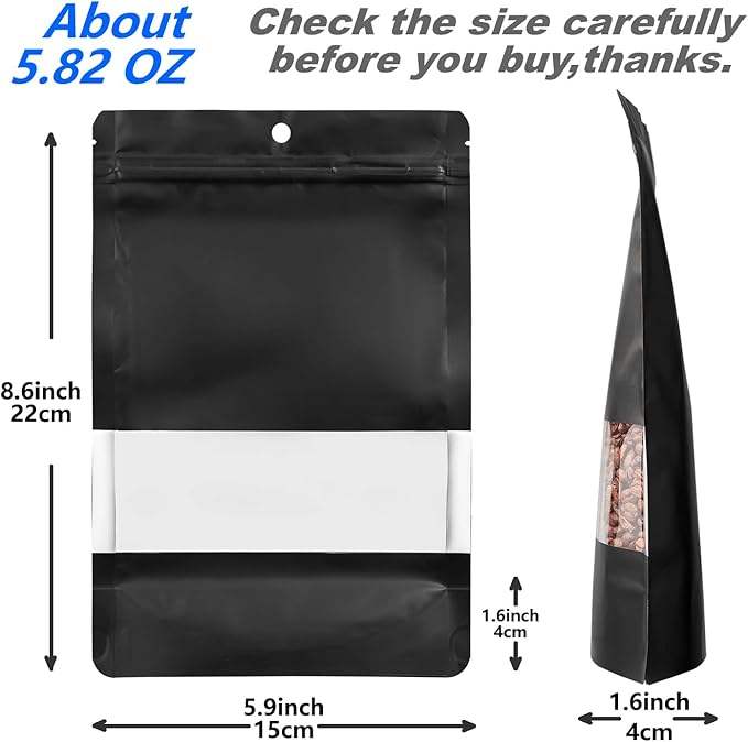 Matte Metallic Ziplock Plastic Bags Clear Front Window Heat-Sealable Resealable Solid Color Pouches for Food Storage Stand