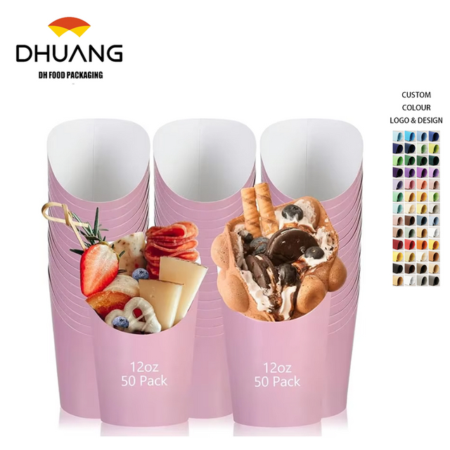 Disposable Paper-made Potato Chip Pick-up Cup Birthday Party Waffle and Corn Chip Cup Cooked Food Box French Fries Cup