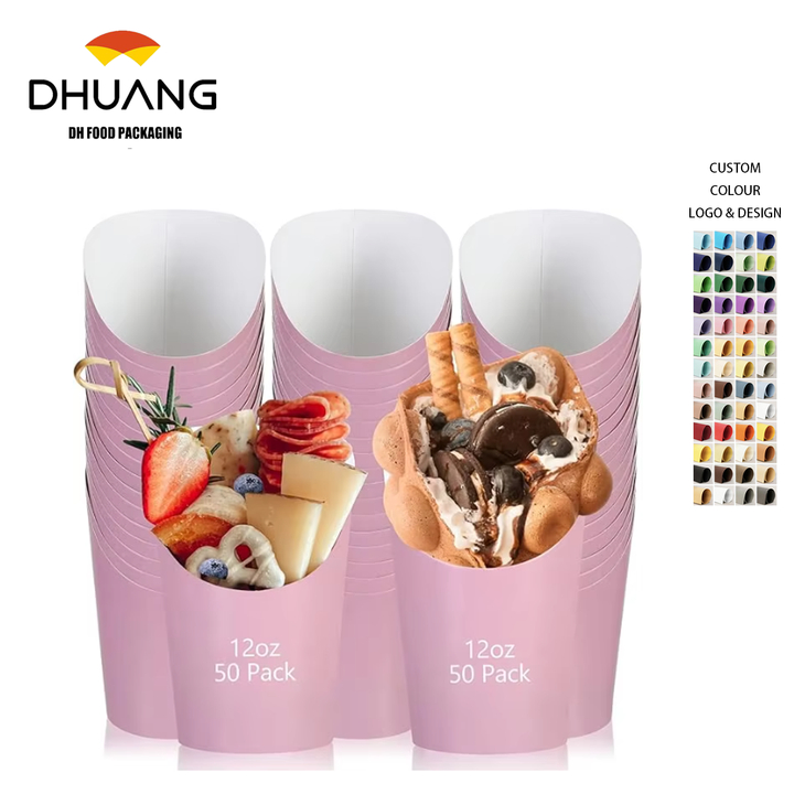 Disposable Paper-made Potato Chip Pick-up Cup Birthday Party Waffle and Corn Chip Cup Cooked Food Box French Fries Cup