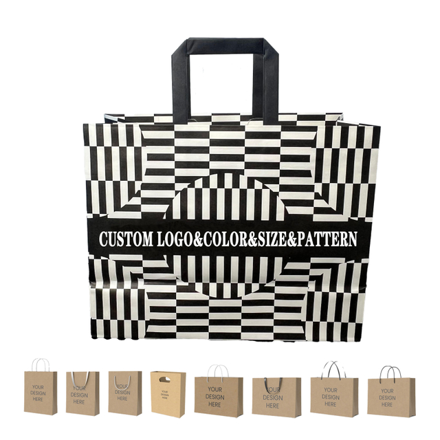Customizable Brown Kraft Food Takeaway Retail Paper Bag with Handle Printed with Your Own logo Shopping Bag