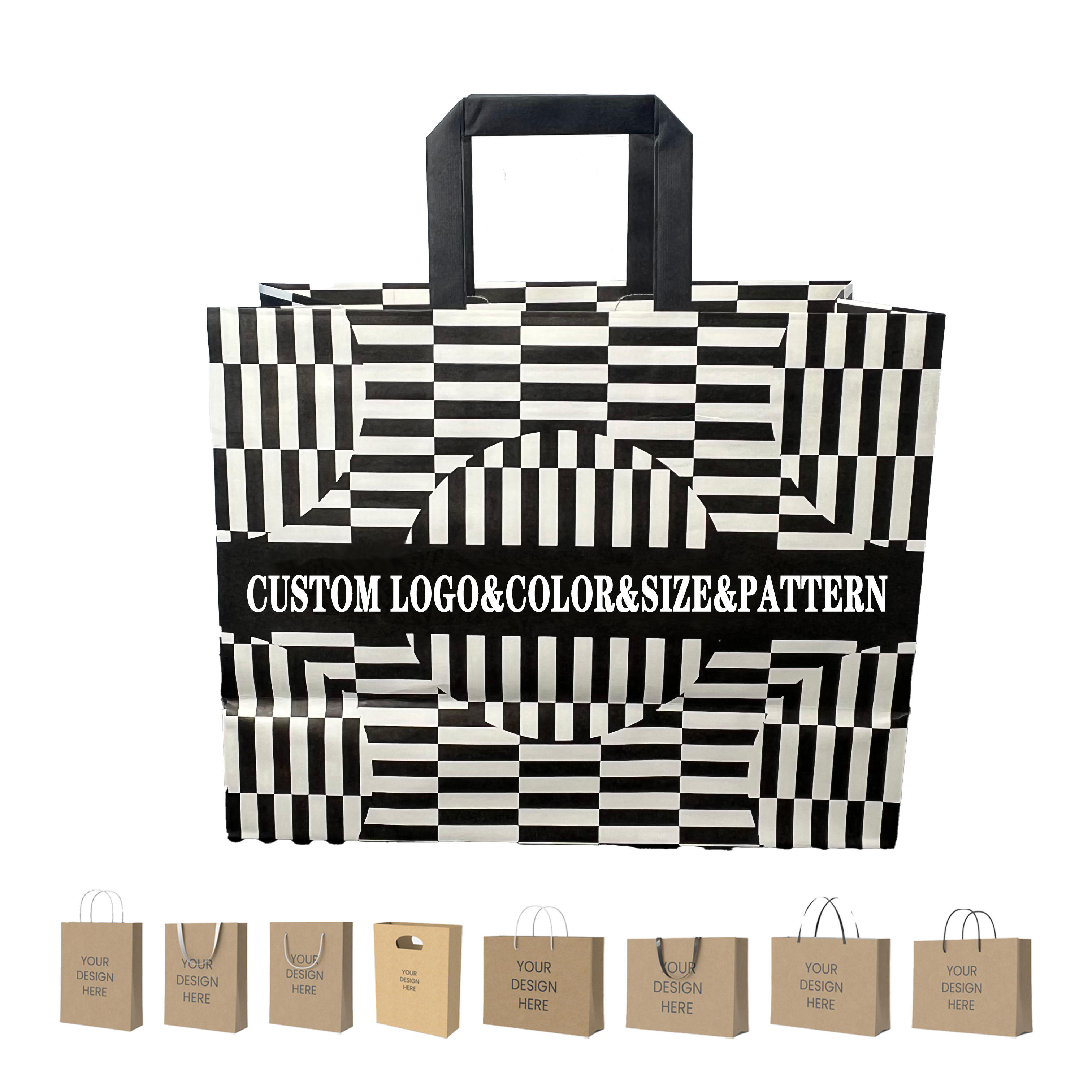 Customizable Brown Kraft Food Takeaway Retail Paper Bag with Handle Printed with Your Own logo Shopping Bag