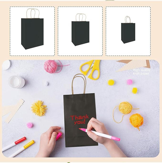 Black Kraft Paper Bags Can Be Customized in a Variety of Sizes Can Be Customized Pattern logo Retail Bags Shopping Bags