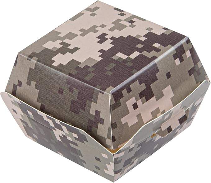Hamburger Box Disposable Confeit Paper Takeout Box with Hinged Lid, Perfect for Mini Burgers or Desserts Food Box