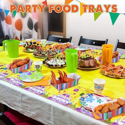 Nachos Tray Disposable Food Tray Carnival Party Assembly Paper Hot Dog Taco Boat Mexican Party Supplies (2 LBS)