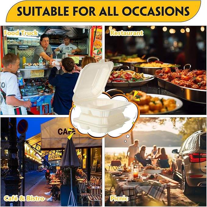 Food Container 8 X 8 Inch Disposable Fast Food Carton with Lid