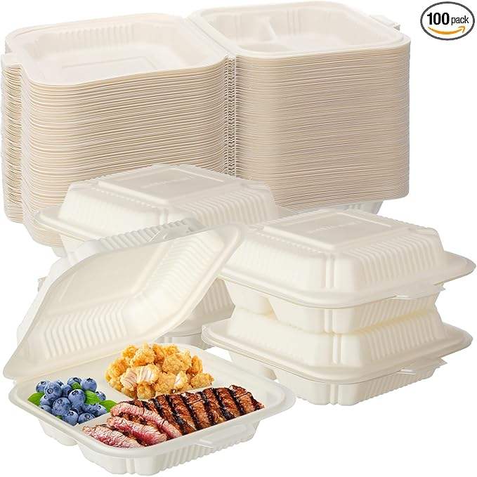 Food Container 8 X 8 Inch Disposable Fast Food Carton with Lid