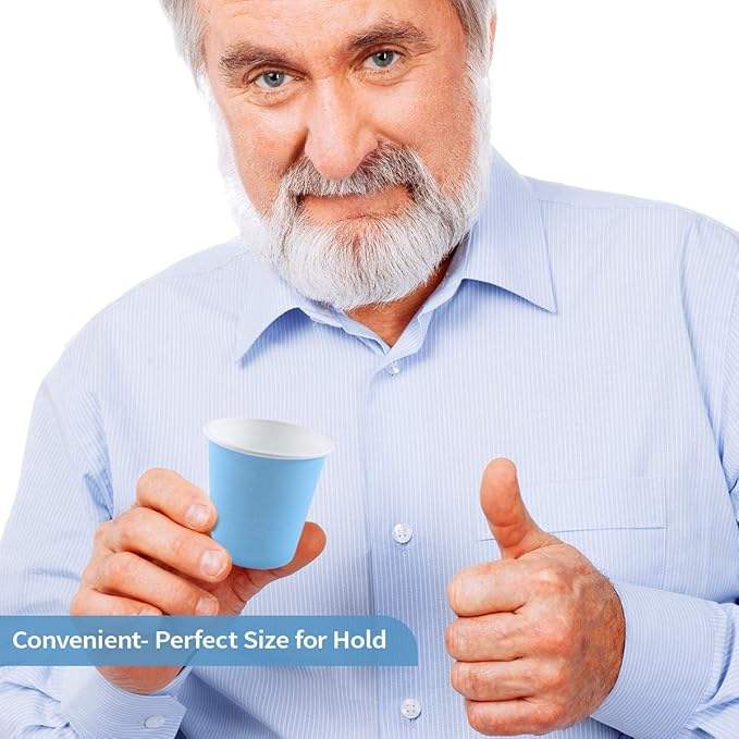 Disposable Paper Cups Hot/Cold Beverage Drinking Small Blue Paper for Bathroom and Mouthwash Custom Paper Cups