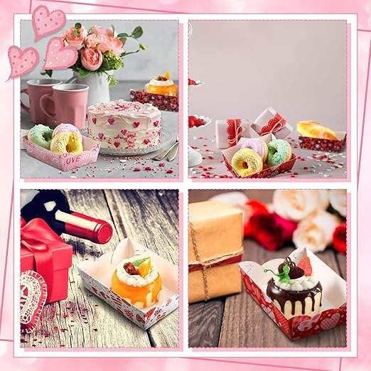 Pieces Valentine's Day Party Supplies Disposable pink Food Decoration Paper Plates for Wedding Birthday Party Food Trays