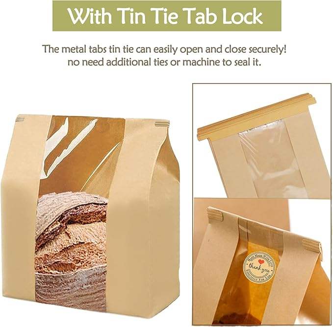 Customizable LOGO Pattern Homemade Bread Bag with windows Yeast Storage Custom Bread Bags