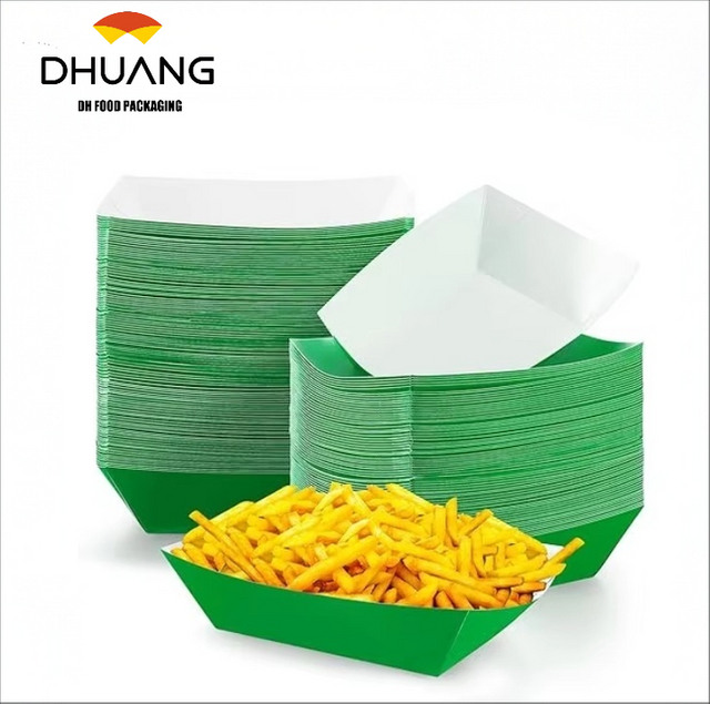 3-pound Paper Food Trays Disposable Nachos Trays Burritos Licensed Christmas Party Supplies Kraft Paper Boat (Green)