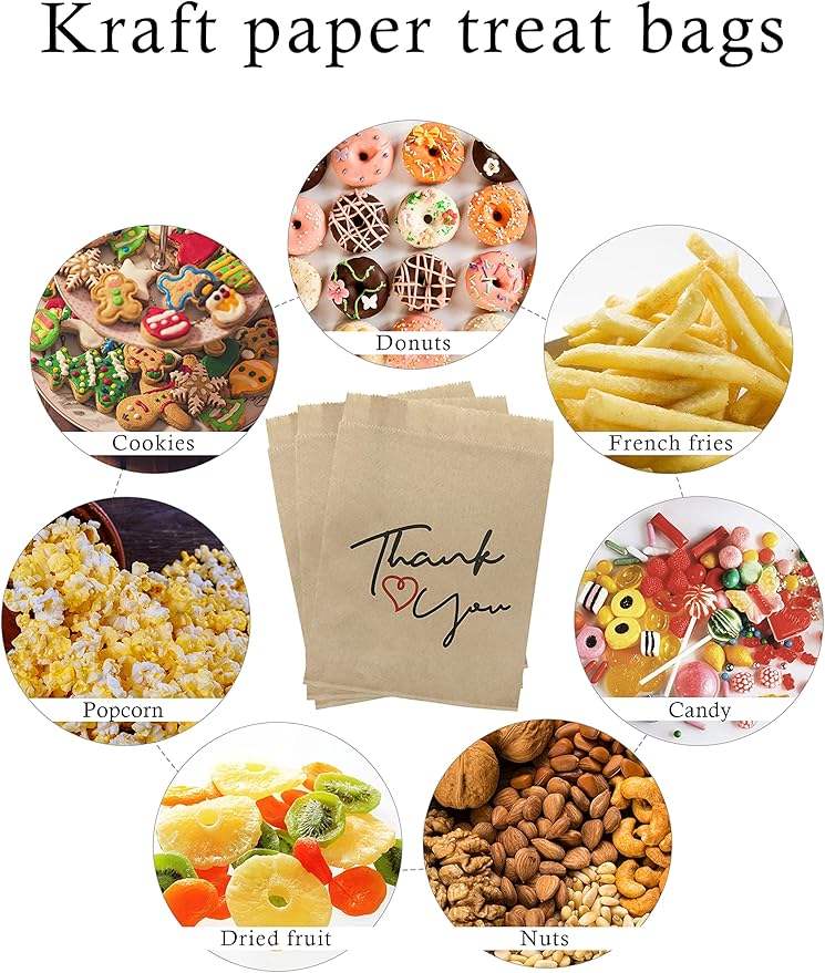Paper Gift Bags Kraft Paper Is Used for Candies Snacks Biscuits Baking celebrations and Parties and Oil-proof Paper Bags