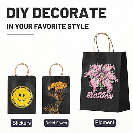 Gift Bag Paper Bag With Handle Kraft Paper Shopping Lunch (black) Custom Paper Bags