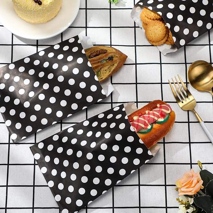 Dot-patterned Paper Food Bags, Cookie and Candy Bags, Sandwich Packaging, Oil-proof Paper Bags