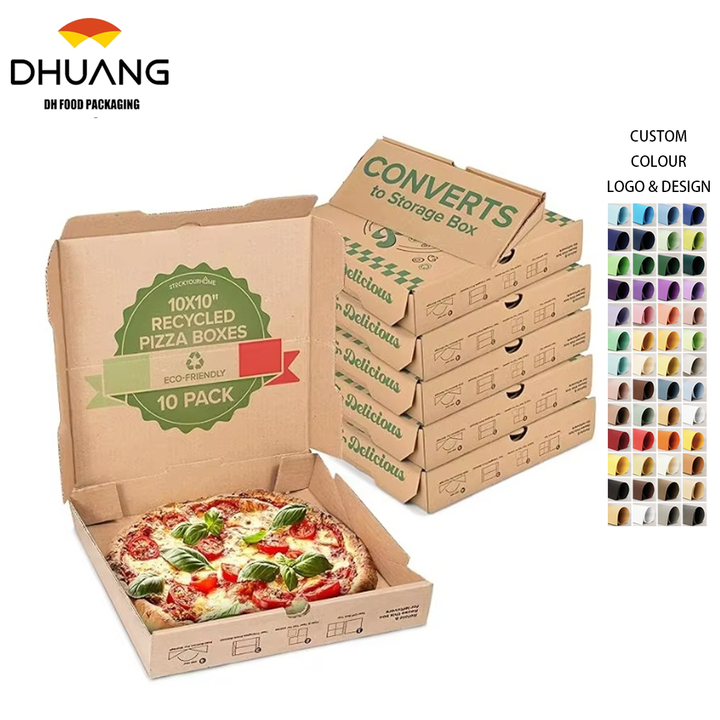 Recycled Cowhide Pizza Box with Built in Plate and Convertible Storage Container Eco-friendly Pizza Box Custom Pizza Boxs