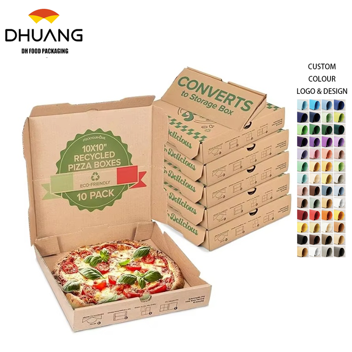 Recycled Cowhide Pizza Box with Built in Plate and Convertible Storage Container Eco-friendly Pizza Box Custom Pizza Boxs