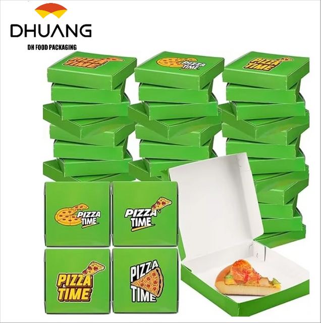 Mini Green Square Cardboard Ninja Decorated Birthday Celebration Party Supply Custom Pizza Boxs