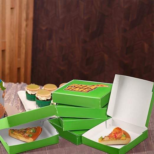 Mini Green Square Cardboard Ninja Decorated Birthday Celebration Party Supply Custom Pizza Boxs