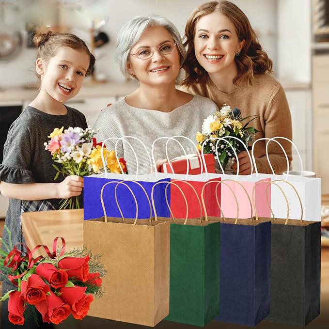 Wholesale Black Eco-Friendly Paper Bag with Handle for Crafts Rice Lunch Candy Packing Featuring Ribbon Accessory Gift-Giving