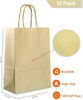 Bronzing Gold Logo Gift Bags Small Kraft Paper Matte Gold Finish Handles Recycled Materials Offset Printed Surface for Craft Use
