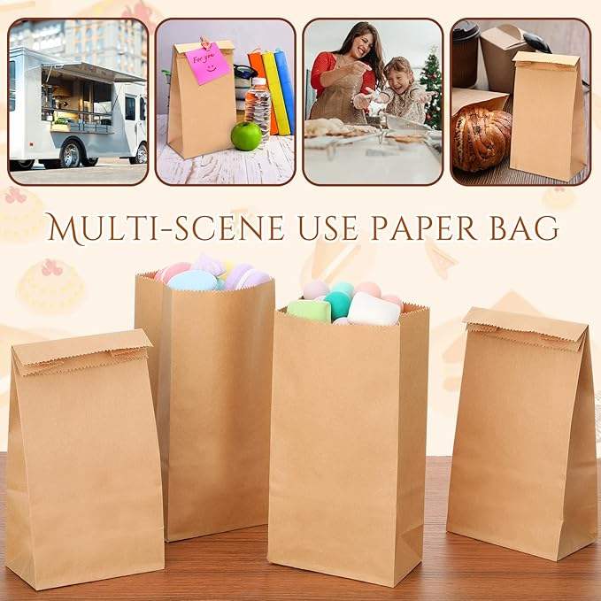Christmas Wedding Brown Paper Lunch Bag Gift Food Store Candy Biscuit Sandwich Popcorn Bread Custom Bread Bags