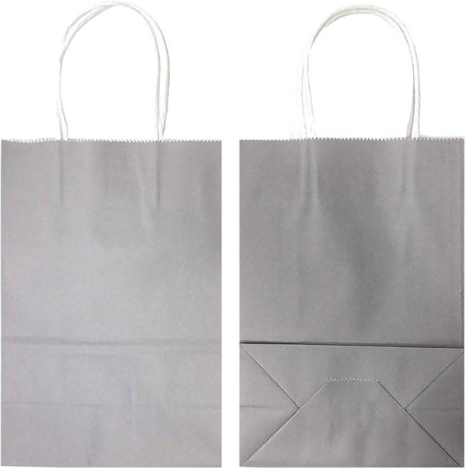 Large Biodegradable Kraft Bags Handles Eco-Friendly Brown for Packaging Pizza Milk Sugar Sushi Cakes Socks Other Items Grey