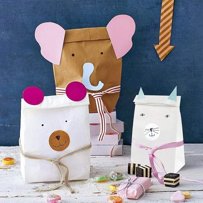 Small White Paper Bag Mini Wrapping Paper for Party Favors for Sandwiches Popcorn Snacks Cookies Bread Bags