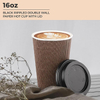 16 oz Disposable Coffee Cup Insulated Corrugated Double-walled Paper Cup with Lid Brown Geometry Hot Drink Coffee Cup