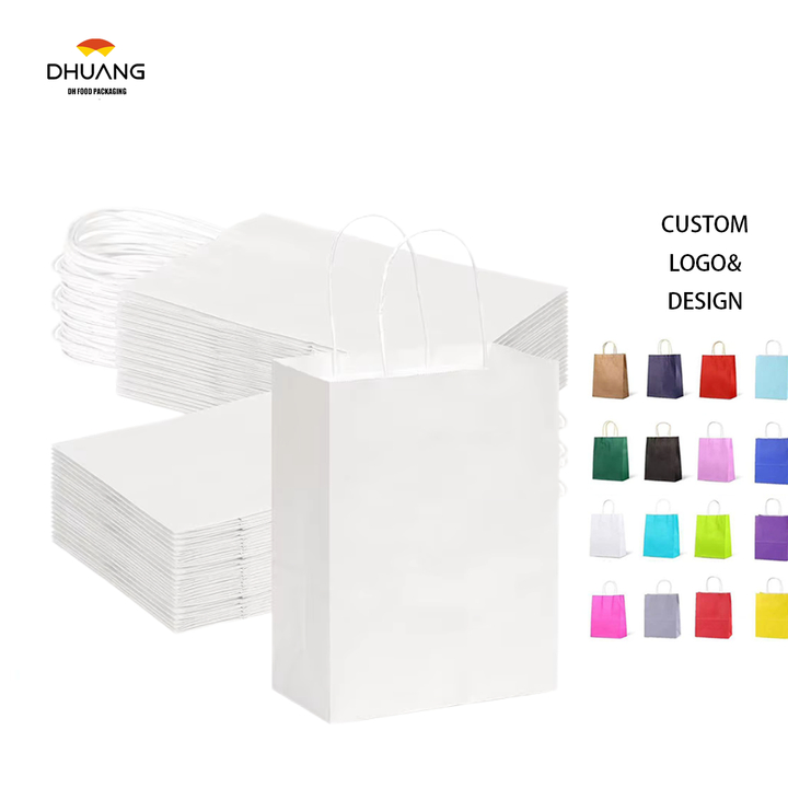 Customized Printing of White Paper Bags with Handles for Retail Celebration Activities and Business Use Shopping Bag