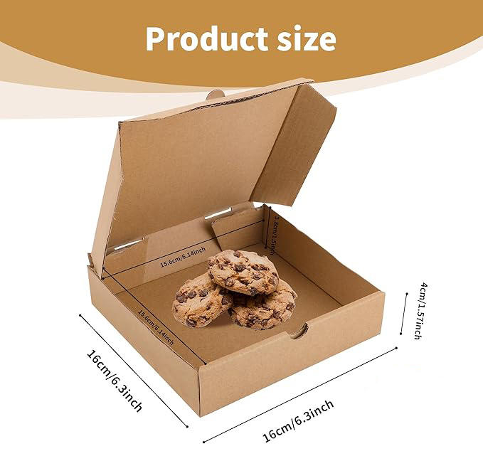 Kraft Paper Pizza Box Bulk Disposable Corrugated Cardboard Takeaway Box Cake Biscuit Food Custom Pizza Box