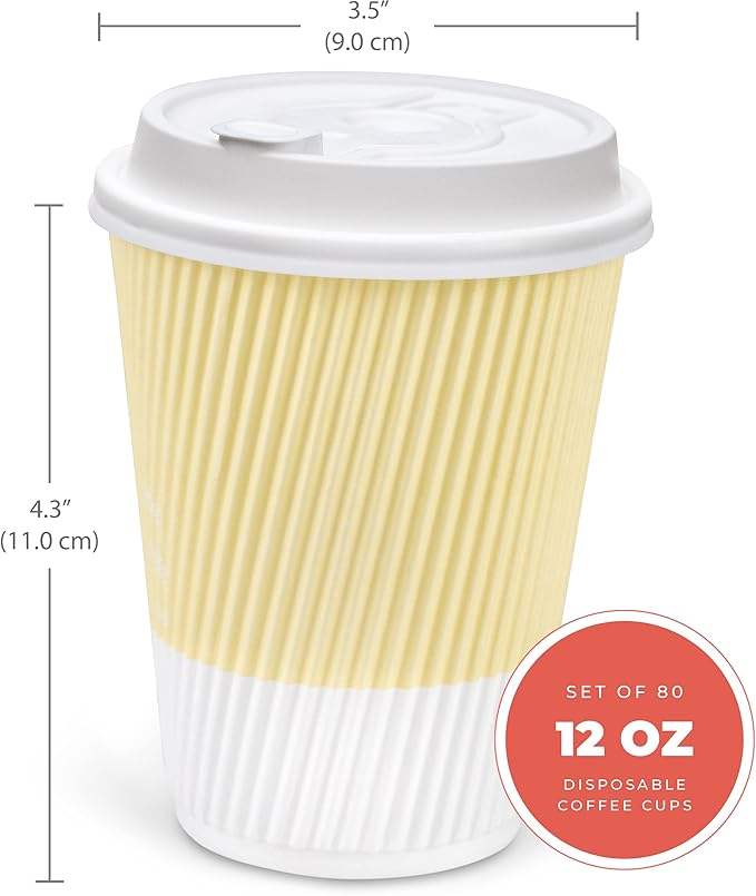 Disposable Coffee Mug with Lid 12 oz to Go Coffee Mug with Resealable Lid for Travel-insulated Hot Drinks Coffee Cup