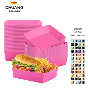 Disposable Paper Food Tray 5 lb Large Food Boat Nachos Thanksgiving Christmas Party Supplies (Hot Pink)