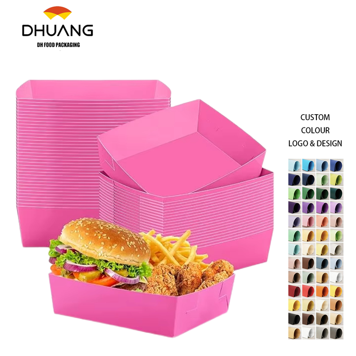 Disposable Paper Food Tray 5 lb Large Food Boat Nachos Thanksgiving Christmas Party Supplies (Hot Pink)