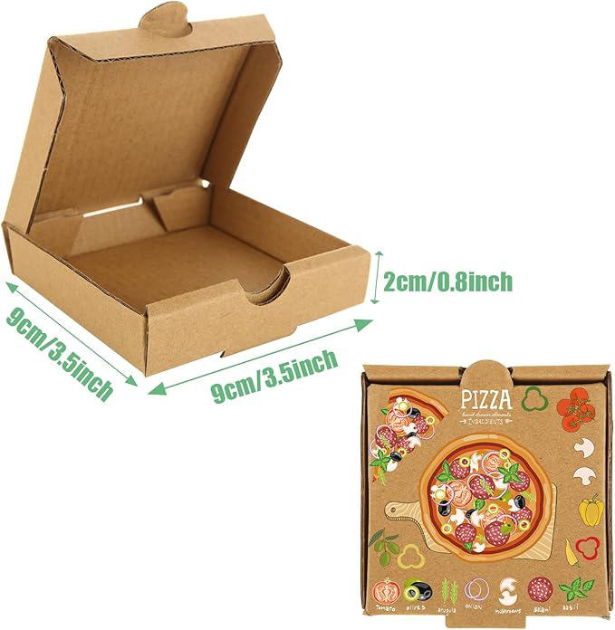 Mini Pizza Box Lock Corner Clay Coating Thin Reusable for Cookies Cake Parties Weddings Custom Pizza Box