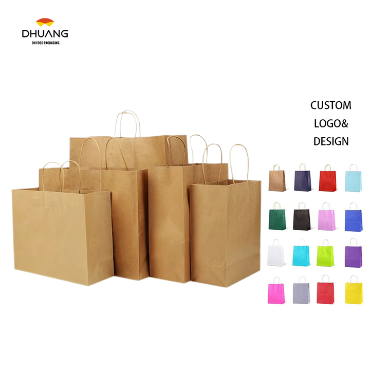 Brown Paper Bag with Handle Loose Packaging Custom Gift Bag Loose Packaging, Brown Kraft Paper Retail Shopping