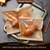 Classic Style Half Film Paper Bread Bag Transparent Kraft Paper for Packaging Desserts Beef Toast Baking Foods Custom Bread Bags
