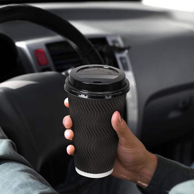 Insulated Ripple Paper Cups with Lids Disposable Coffee Cups for Water Juice Coffee Cup