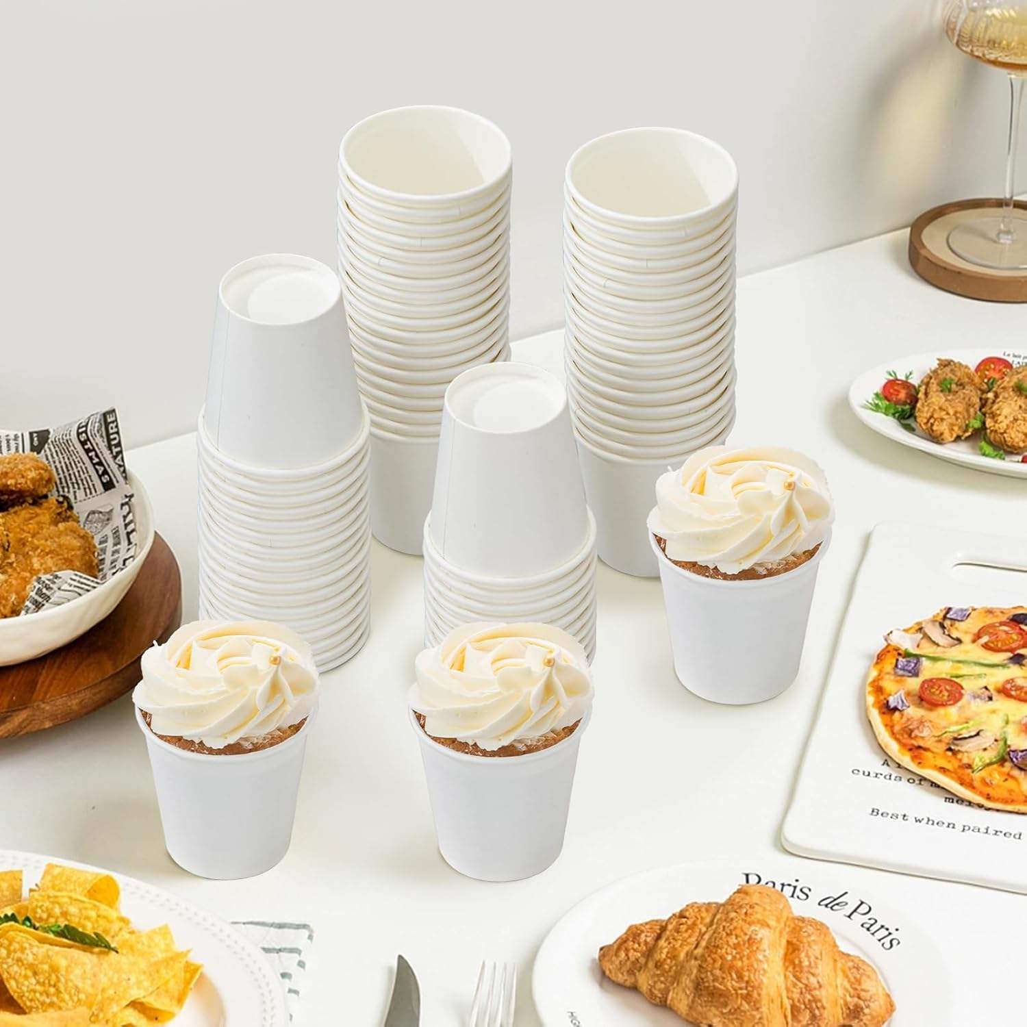 Small Disposable Mini White Paper Cups 3 Ounce Espresso Cups for Parties Travel Events Mouthwash Cups for Convenient Use