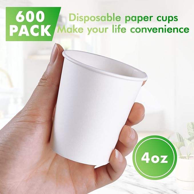 4oz White Mini Mouthwash Cup - Hot and Cold Drink Cup - Suitable for Home School and Office Use Paper Cup