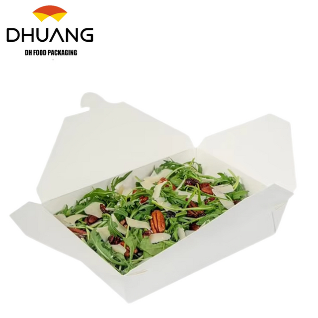 Disposable Sustainable White Paper 49-ounce Rectangular Takeout Box for Takeout or Picnics