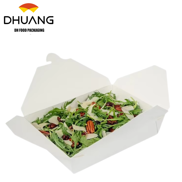 Disposable Sustainable White Paper 49-ounce Rectangular Takeout Box for Takeout or Picnics