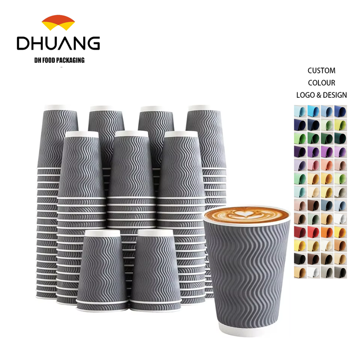 Disposable Coffee Cup 12oz Corrugated Insulated Corrugated Wall Hot and Cold Drinks Office Cafe Party Coffee Cup