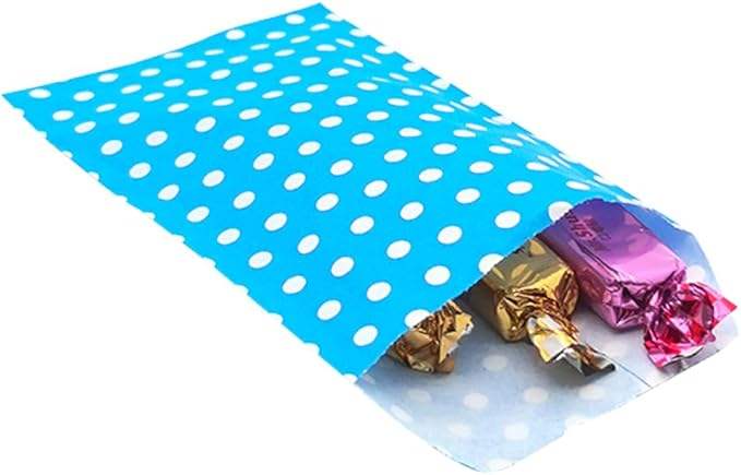Blue Polka Dot Oil-Proof Baking Paper Bag Small Waxy Goodie Pack for Chocolate Pastries Packaging Oil-proof Paper Bag