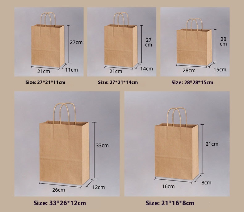 New Year Red Kraft Paper Bag Full Moon Design Festive Wedding Housewarming Birthday Gift Thick Woven Rope Offset Printing