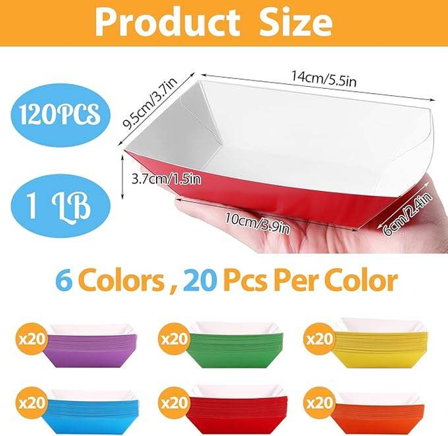 Paper Food Tray Disposable Food Boat Colored Hot Dog Tray Party Picnic Nacho Cheese Sauce Food Trays