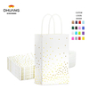 White and Gold Gift Bags with Handles and Gold Foil Dots Perfect for Bridal Party Birthday Party Shopping Bag