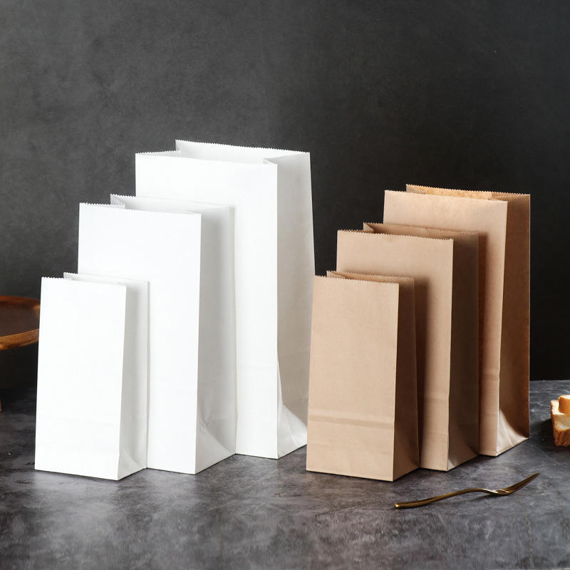 West Point Bags Wholesale Stock Storage Kraft Paper Bag Oil-Proof Thickened Baking Take-Away Food Square Bottom Flexo Printing