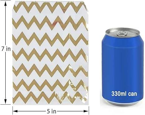 Custom Printed Paper Bags Bright Gold Color for Candy Buffet Cookies and Pastries Oil-proof Paper Bag