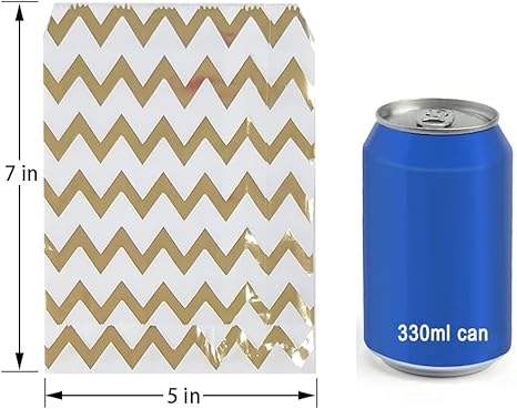 Custom Printed Paper Bags Bright Gold Color for Candy Buffet Cookies and Pastries Oil-proof Paper Bag