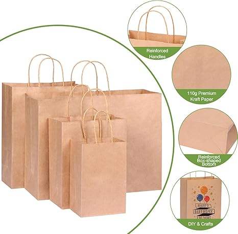 Gift Bag Paper Bag with Handle Kraft Shopping Lunch Custom Paper Bags