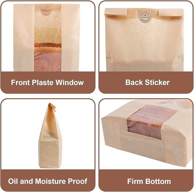 Custom Large Bread Bags Window for Homemade Bread Pizza Milk Storage Kitchen-for Craft Gifts Custom Bread Bags